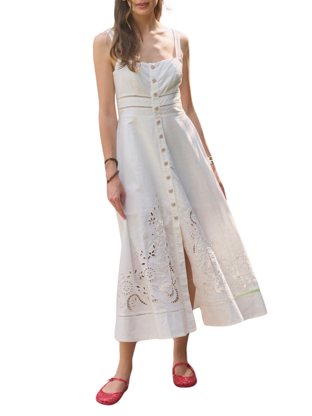 Sleeveless Eyelet Detail Midi Dress – The RiverLane