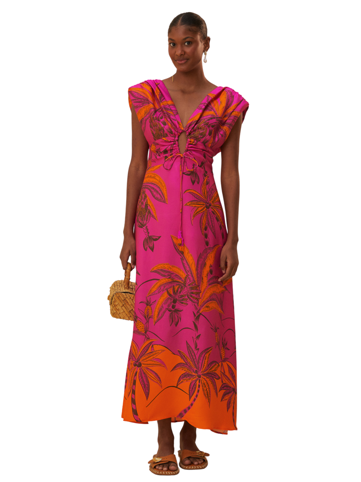 pink delicate forest maxi dress FARM Rio | Dresses | Farm Rio Flattering Design Beach Forest Pink Sleeveless Maxi