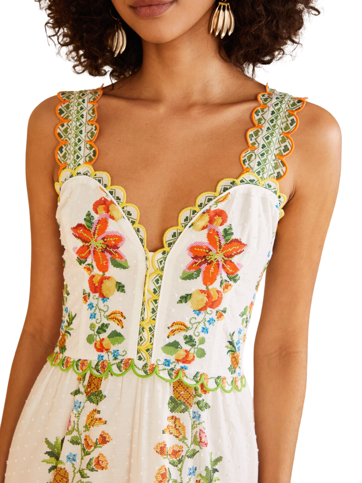 Mixed Tropical Romance Midi Dress The RiverLane Mixed Tropical Romance Midi Dress The RiverLane