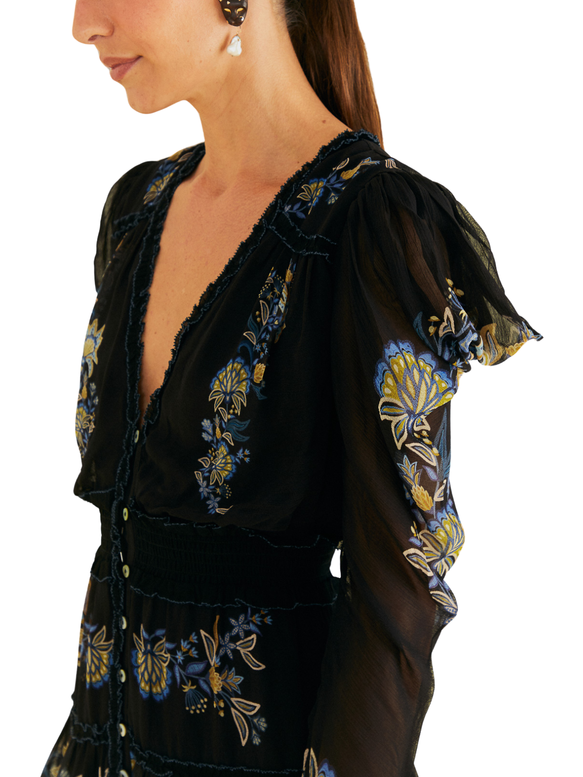 stitched garden cotton midi dress FARM Rio