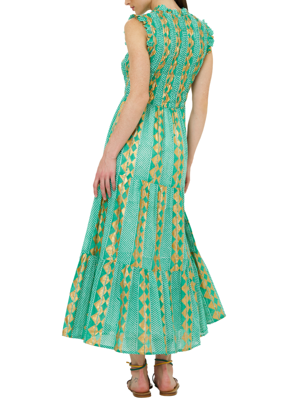 Ascot Teal Sleeveless Smocked Maxi Dress The RiverLane Ascot Teal Sleeveless Smocked Maxi Dress The RiverLane