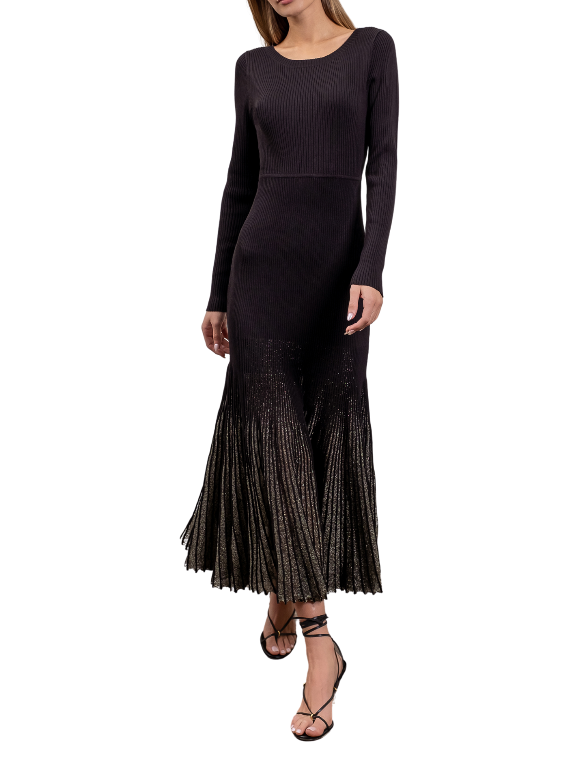 Long Sleeve Sweater Maxi Dress with/ Shimmer Bottom The RiverLane Long Sleeve Sweater Maxi Dress with/ Shimmer Bottom The RiverLane