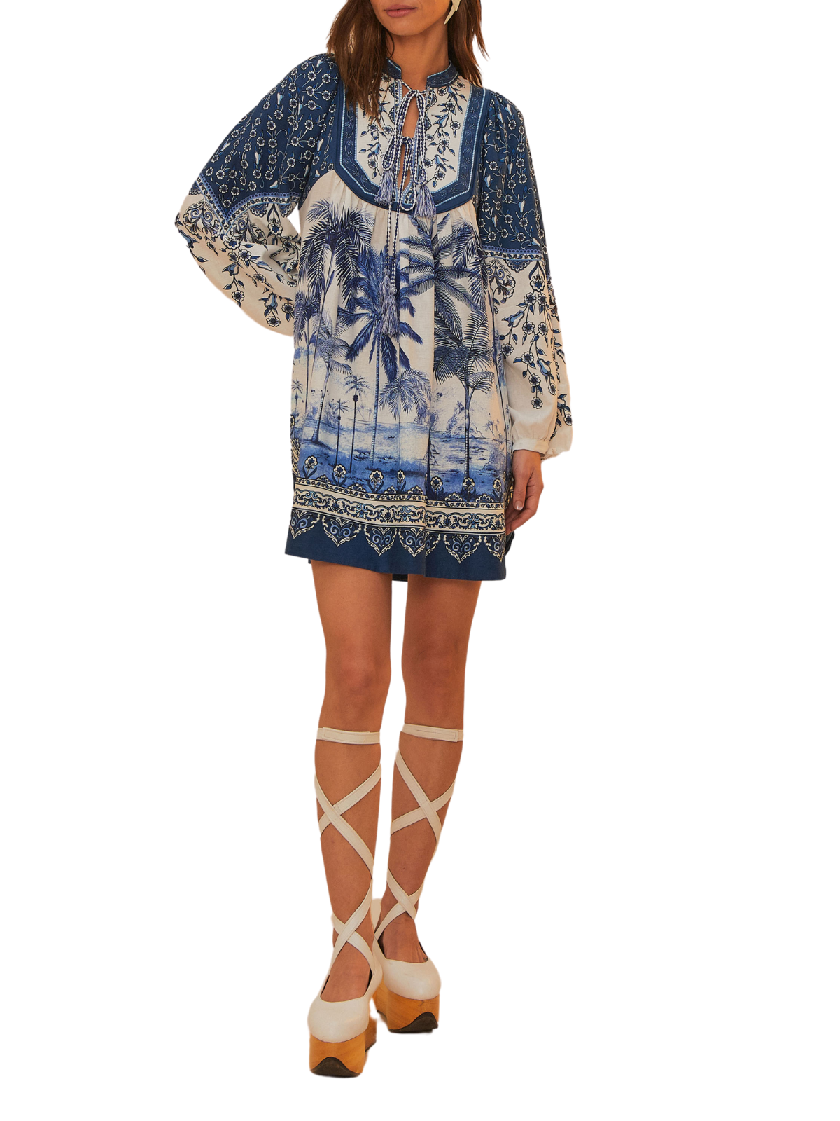Palm Tree Beach Off-White Mini Dress The RiverLane Palm Tree Beach Off-White Mini Dress The RiverLane