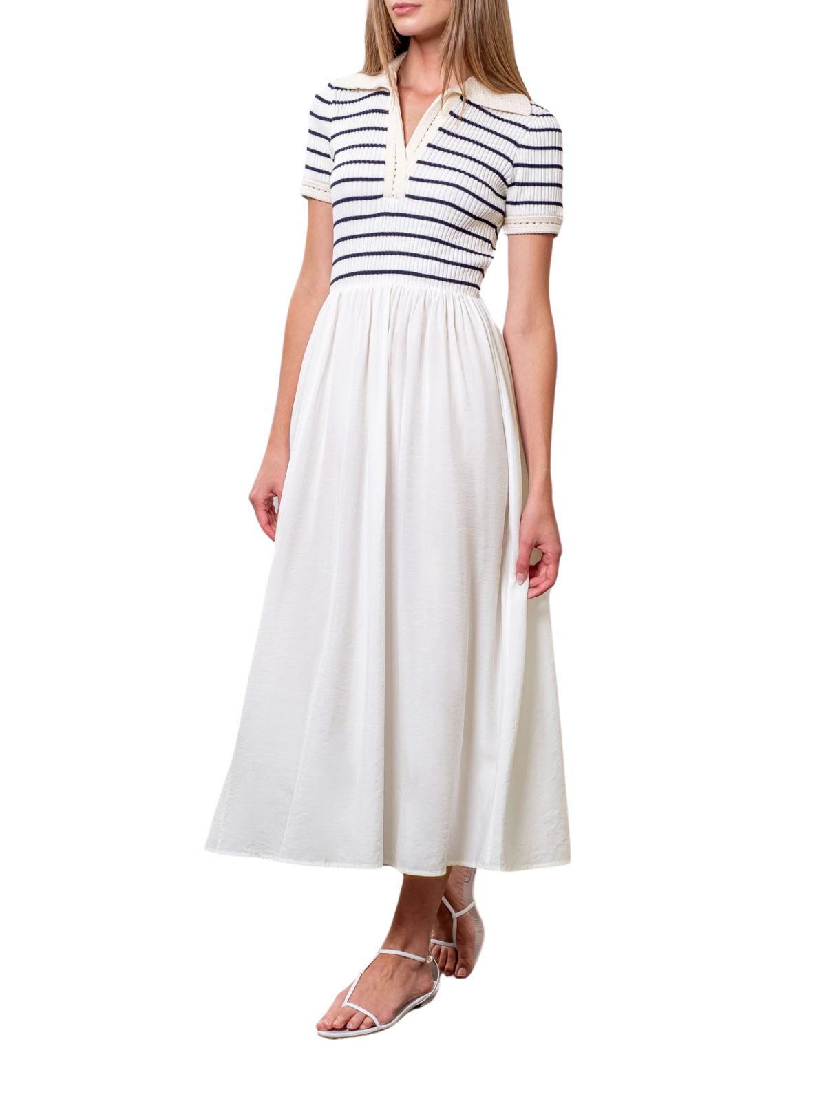 Short Sleeve Knit Top Twofer Midi Dress The RiverLane Short Sleeve Knit Top Twofer Midi Dress The RiverLane