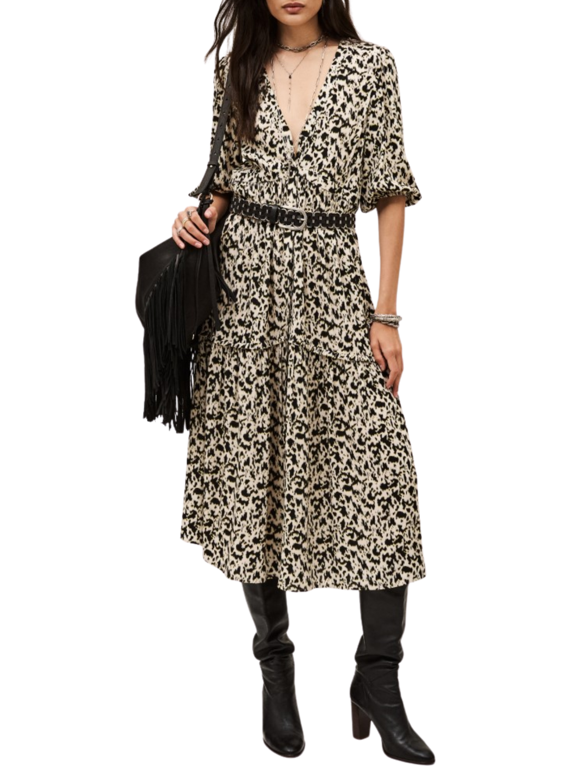 palma printed midi dress Buy Reiss Ivory/Khaki Palma Linen Palm-Print Midi Dress from Next USA