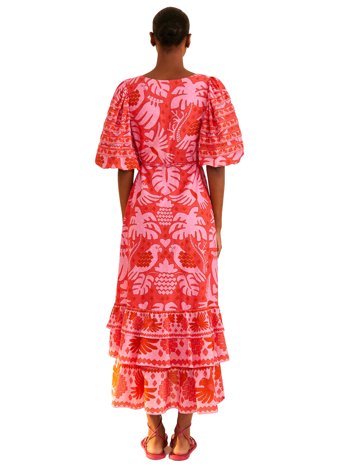 farm rio red jungle scarf wrap midi dress Farm Rio - Jungle Red Scarf Wrap Midi Dress