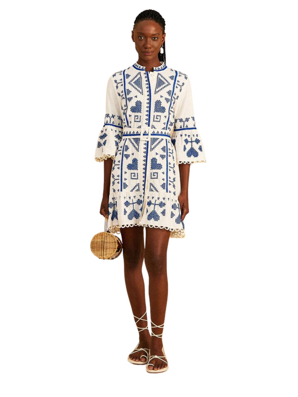 farm rio cross stitch mini dress Farm Rio Strawberry Cross Stitch Mini Dress In Navy Blue - 40% Off