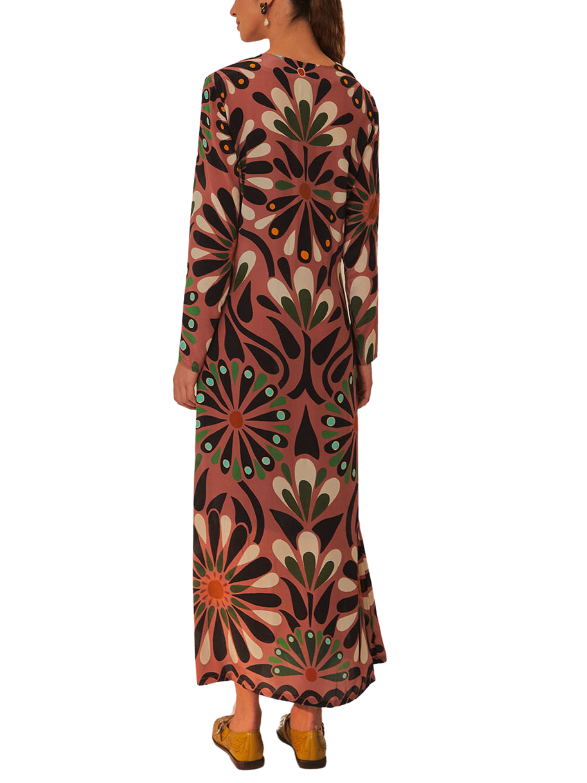 pink ainika flowers long sleeve maxi dress Ainika Flowers Long Sleeve Maxi Dress