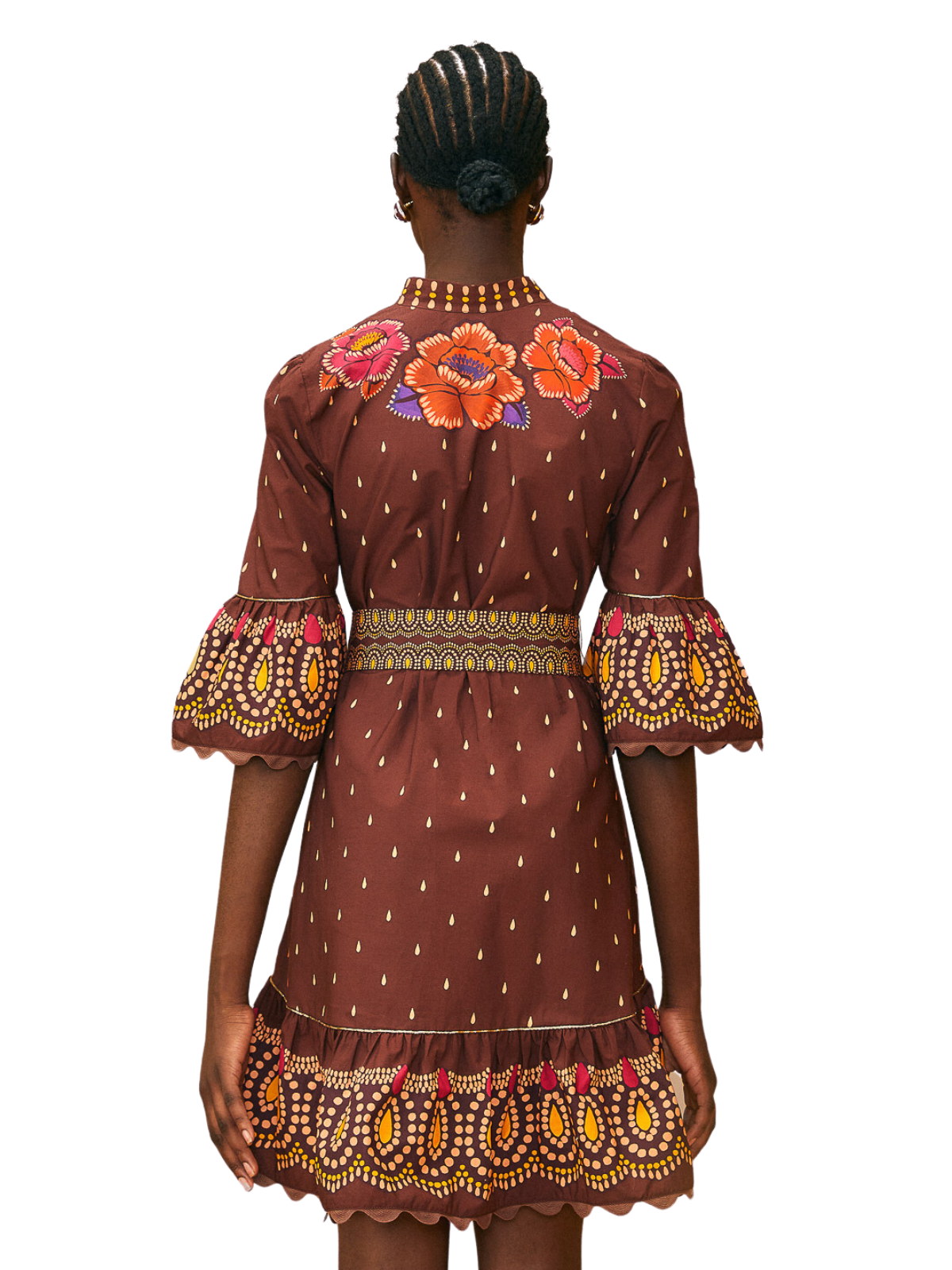 Bright Flora Brown Short Sleeve Mini Dress The RiverLane Bright Flora Brown Short Sleeve Mini Dress The RiverLane