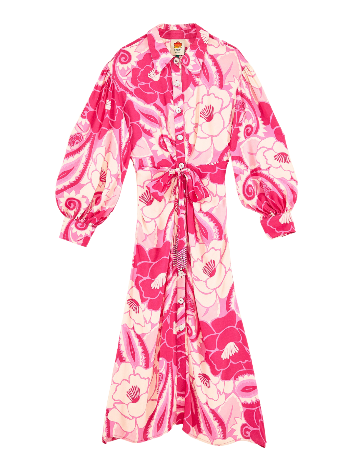 tropical groove midi dress NWT Farm Rio Cotton/Viscose Tropical Groove Bustier Midi Dress w/ Puff Sleeves L