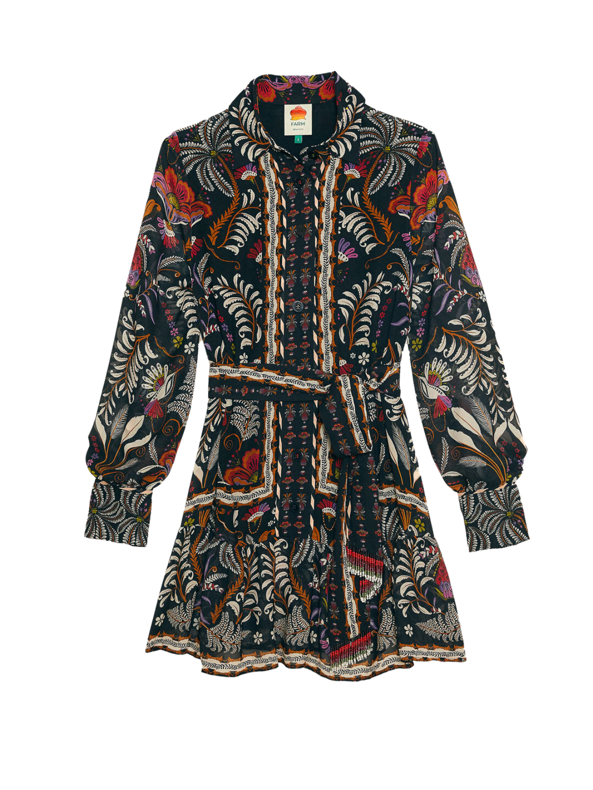 black classic garden long sleeve mini dress Wilder | Black Embellished Square-Neck Long-Sleeve Skater Mini Dress