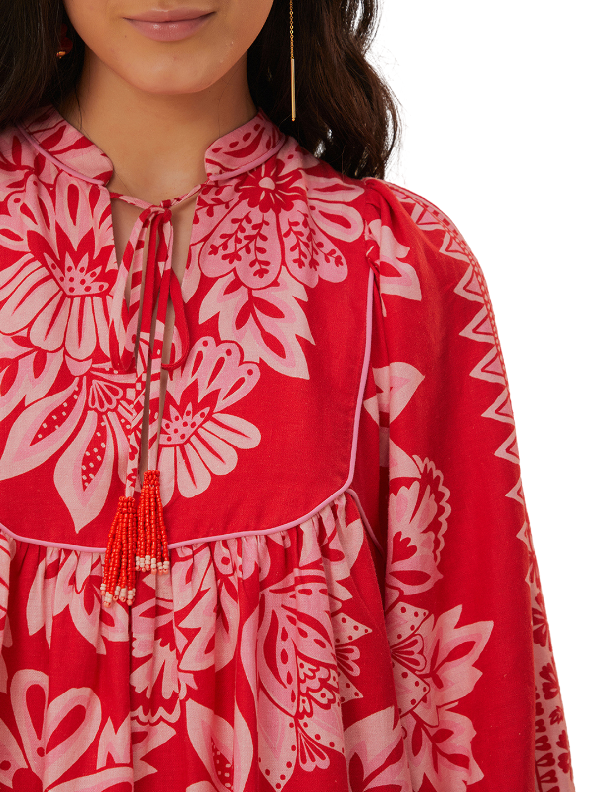 farm rio flora tapestry red long sleeve mini dress Red Maxi Floral Long Sleeve Mini Dress FARM Rio