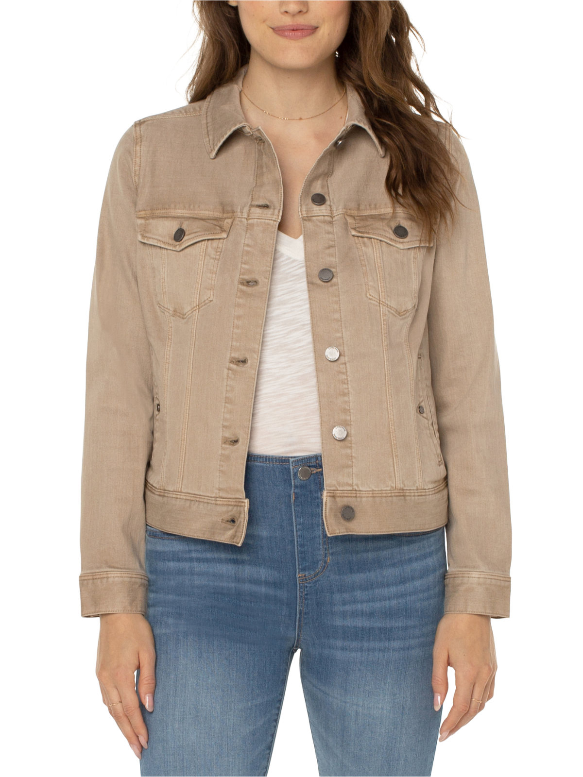 Tan jean jacket best sale