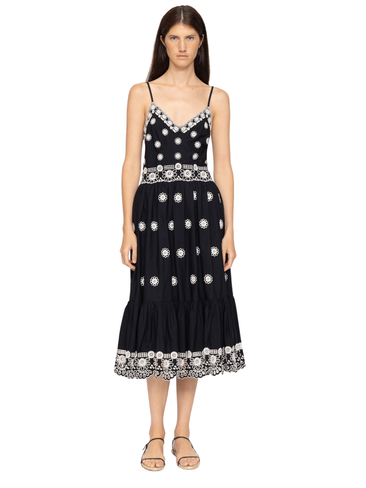 embroidered sleeveless midi dress ERDEM