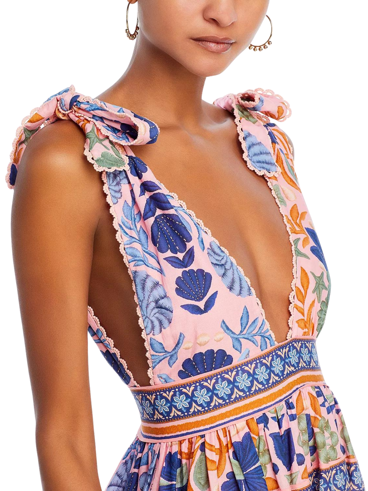 farm rio pink seashell dress FARM Rio Women's Seashell Tapestry Pink Midi-Dress