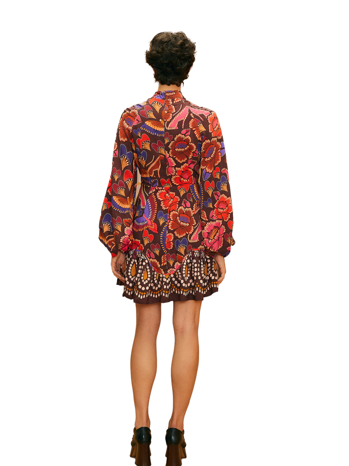 Bright Flora Brown Long Sleeve Mini Dress The RiverLane Bright Flora Brown Long Sleeve Mini Dress The RiverLane