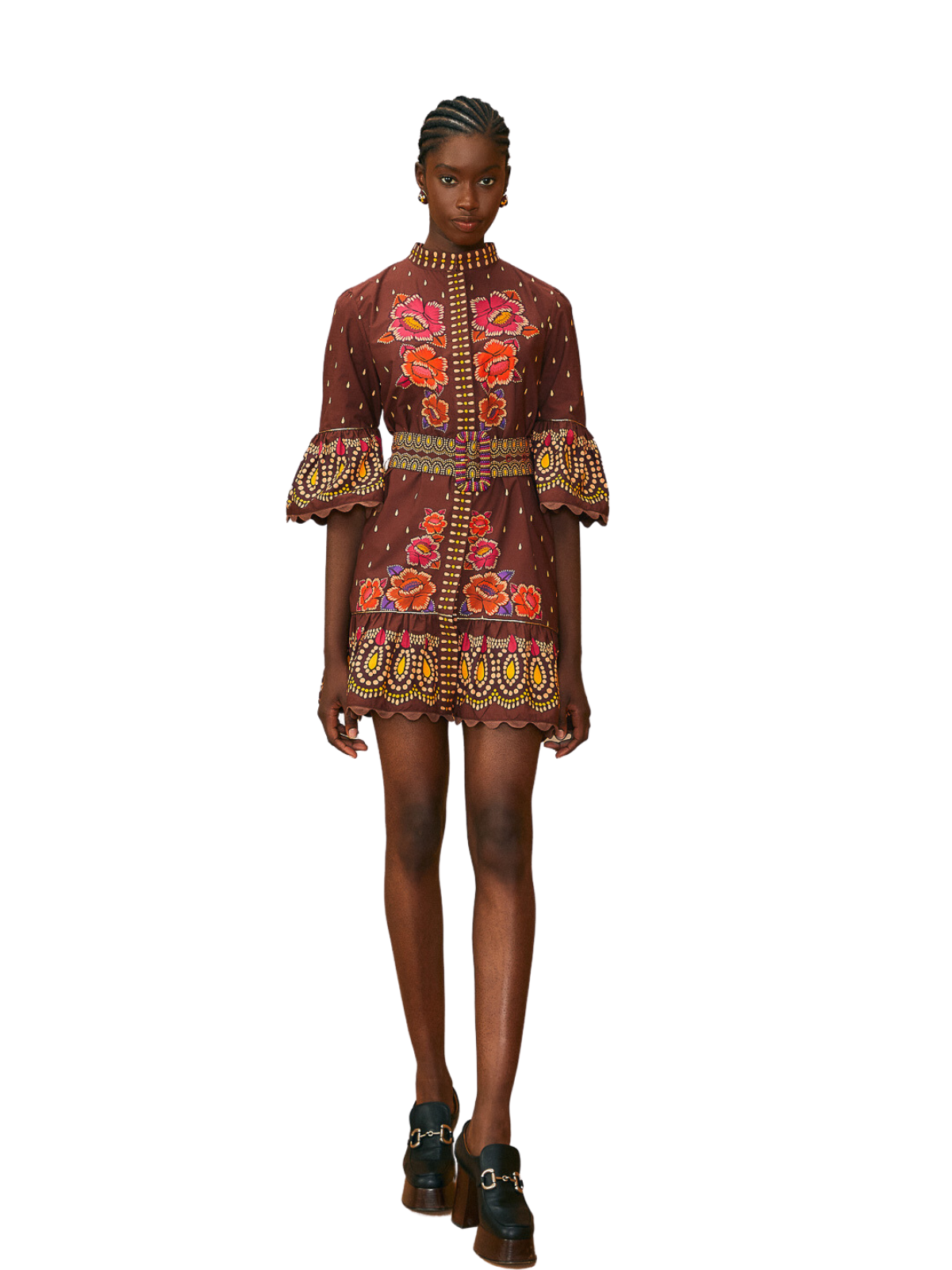 Bright Flora Brown Short Sleeve Mini Dress The RiverLane Bright Flora Brown Short Sleeve Mini Dress The RiverLane